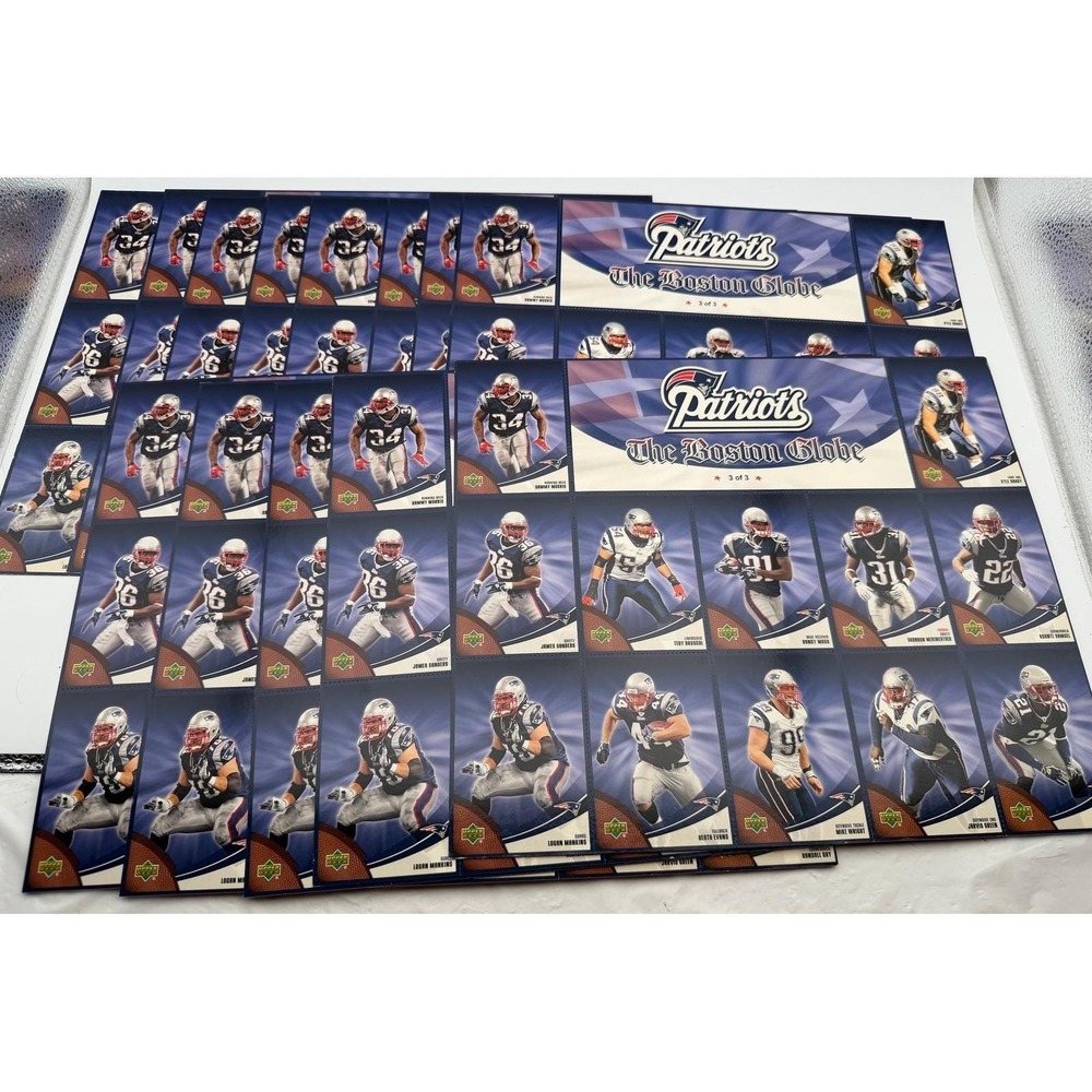 Lot of 12 2007 Upper Deck Boston Globe New England Patriots Sheet 3 Moss Bruschi